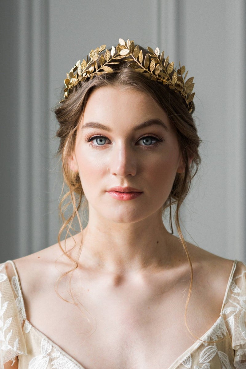 Chmier Bridal Headband Leaf Vine Headband Leaf Crown Leaf Tiara Wedding Headpiece Bridesmaid Prom Festival Hair Accessories for Women(Gold) - Image 2
